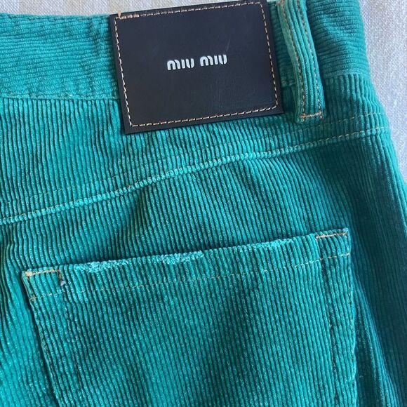 MIU MIU Corduroy Skinny Jeans In Emerald Green Size 42 - Picture 9 of 9
